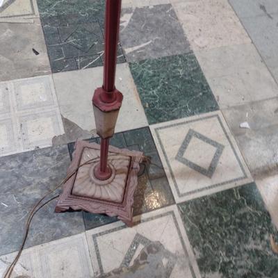 Antique Metal Floor Lamp with Milk Glass Shade