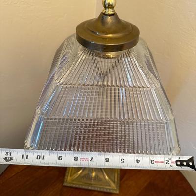 Antique Holophane Lamp Brass and Glass
