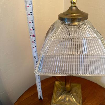 Antique Holophane Lamp Brass and Glass
