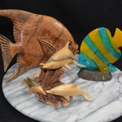 Lot of Carved Aquatic Life