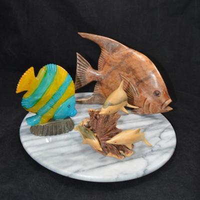 Lot of Carved Aquatic Life