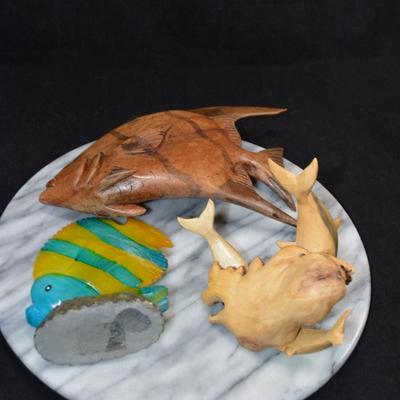 Lot of Carved Aquatic Life
