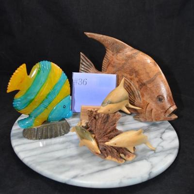 Lot of Carved Aquatic Life