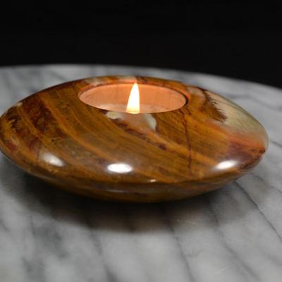 Ten Thousand Villages Onyx Candle Holder, Pakistan 4”