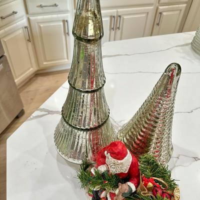 Mercury Christmas trees and Santa decor