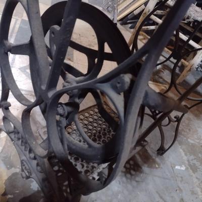 Game Table on Antique Bruge Cast Iron Sewing Machine Stand