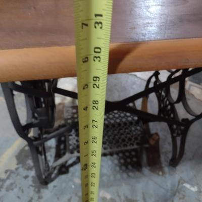 Game Table on Antique Bruge Cast Iron Sewing Machine Stand