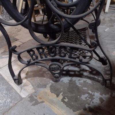 Game Table on Antique Bruge Cast Iron Sewing Machine Stand
