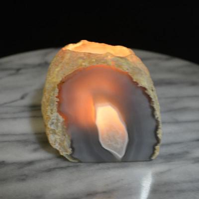 Beautiful Cut Agate Candle Holder 3” Tall