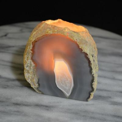 Beautiful Cut Agate Candle Holder 3” Tall