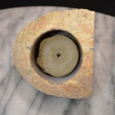 Beautiful Cut Agate Candle Holder 3” Tall