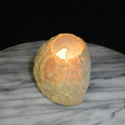 Beautiful Cut Agate Candle Holder 3” Tall