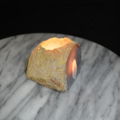 Beautiful Cut Agate Candle Holder 3” Tall