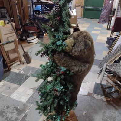 Whimsical Lighted Christmas Tree with Bear