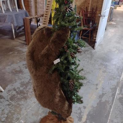 Whimsical Lighted Christmas Tree with Bear