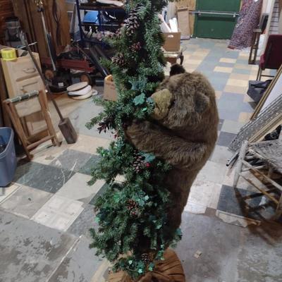 Whimsical Lighted Christmas Tree with Bear
