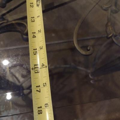 Metal Frame Demilune Glass Top Table