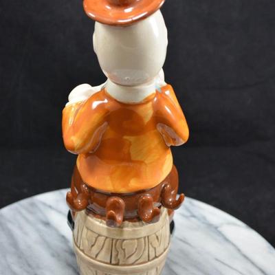 Vintage Ceramic Decanter, Missing Cups 10” Tall