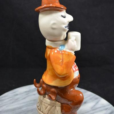Vintage Ceramic Decanter, Missing Cups 10” Tall