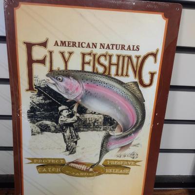 American Naturals Fly Fishing Metal Advertising Sign