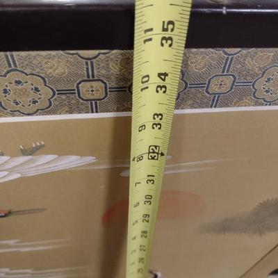 Vintage Four Panel Asian Story Screen