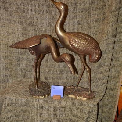 Pair of Vintage Brass Waterfowl, Korea 26”/17”