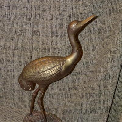 Pair of Vintage Brass Waterfowl, Korea 26”/17”