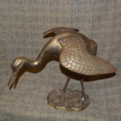 Pair of Vintage Brass Waterfowl, Korea 26”/17”