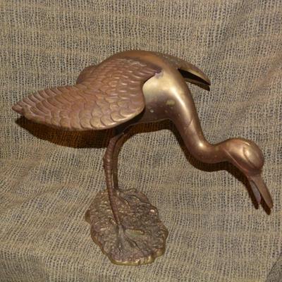 Pair of Vintage Brass Waterfowl, Korea 26”/17”