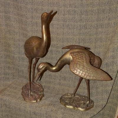 Pair of Vintage Brass Waterfowl, Korea 26”/17”
