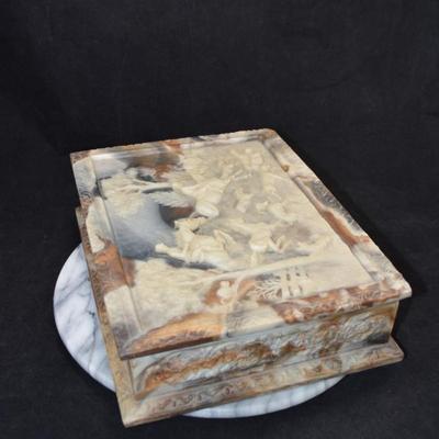 Vintage INCOLAY Stone Fox Hunt Jewelry/Trinket Box