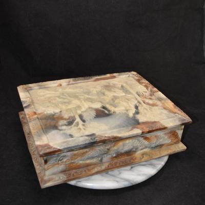 Vintage INCOLAY Stone Fox Hunt Jewelry/Trinket Box
