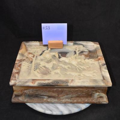 Vintage INCOLAY Stone Fox Hunt Jewelry/Trinket Box