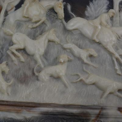 Vintage INCOLAY Stone Fox Hunt Jewelry/Trinket Box