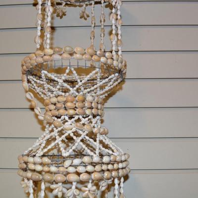 Vintage 39” 2 Tier Cowrie Shell Plant Hanger