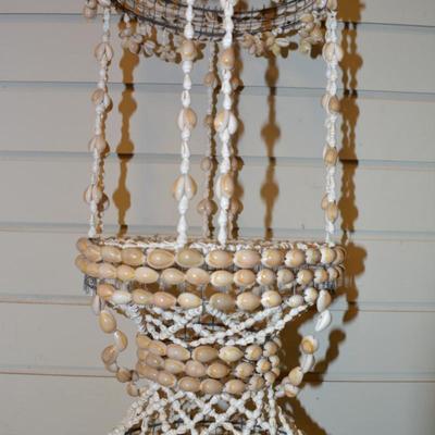 Vintage 39” 2 Tier Cowrie Shell Plant Hanger