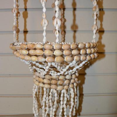 Vintage 39” 2 Tier Cowrie Shell Plant Hanger