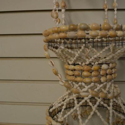 Vintage 39” 2 Tier Cowrie Shell Plant Hanger