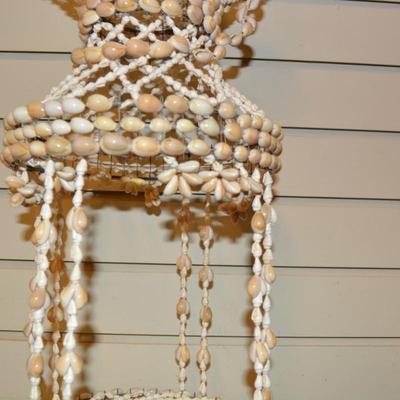Vintage 39” 2 Tier Cowrie Shell Plant Hanger