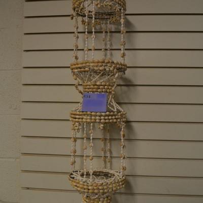 Vintage 39” 2 Tier Cowrie Shell Plant Hanger