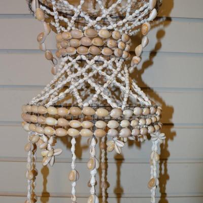 Vintage 39” 2 Tier Cowrie Shell Plant Hanger