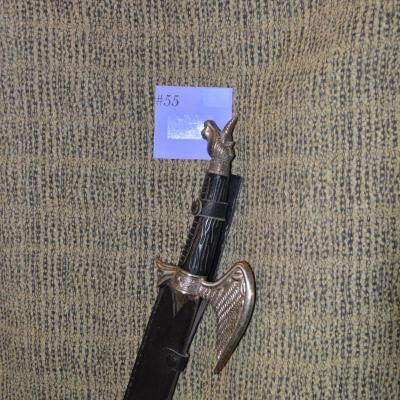 Vintage Wing Hilt, Unicorn Pommel Short Scimitar w/ Scabbard 26.75”