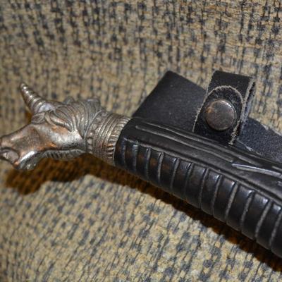 Vintage Wing Hilt, Unicorn Pommel Short Scimitar w/ Scabbard 26.75”
