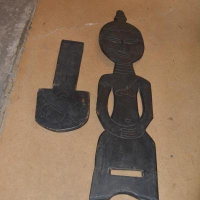 Vintage West African Decorative Carved 2 Piece Chair