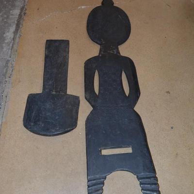 Vintage West African Decorative Carved 2 Piece Chair