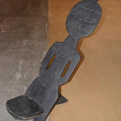 Vintage West African Decorative Carved 2 Piece Chair