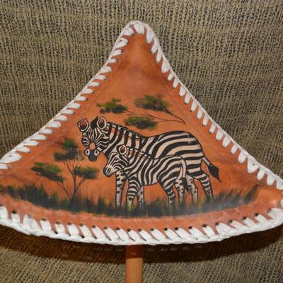Vintage Painted Leather Zebra Folding Stool