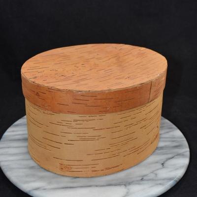 Vintage Native American Oval Birch Box w/ Lid 5”x7.5”x8.75”