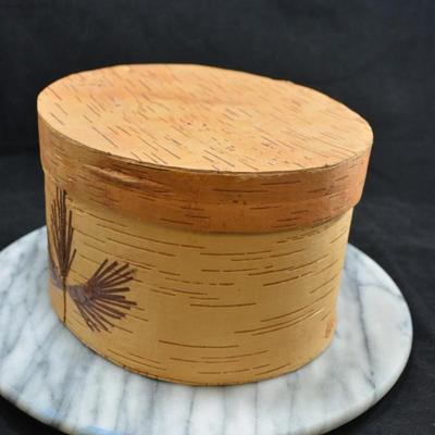 Vintage Native American Oval Birch Box w/ Lid 5”x7.5”x8.75”