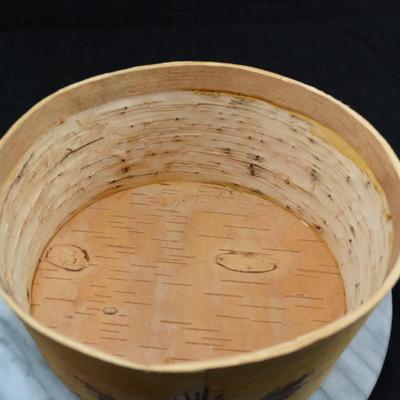 Vintage Native American Oval Birch Box w/ Lid 5”x7.5”x8.75”